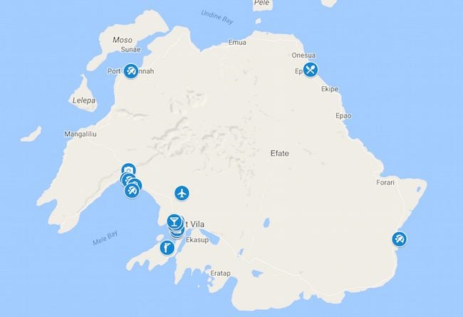 10 Days In Vanuatu Map - Efate and Port Vila