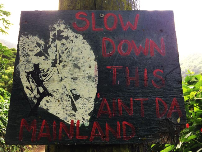 slow down this aint the mainland sign