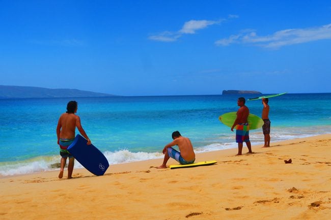 Body surfing in Big Beach Maui Hawaii