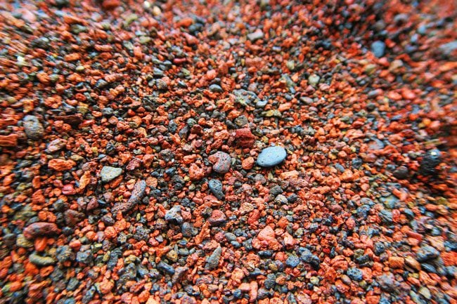 Closeup of Kaihalulu Red Sand Beach - road to Hana - Maui Hawaii