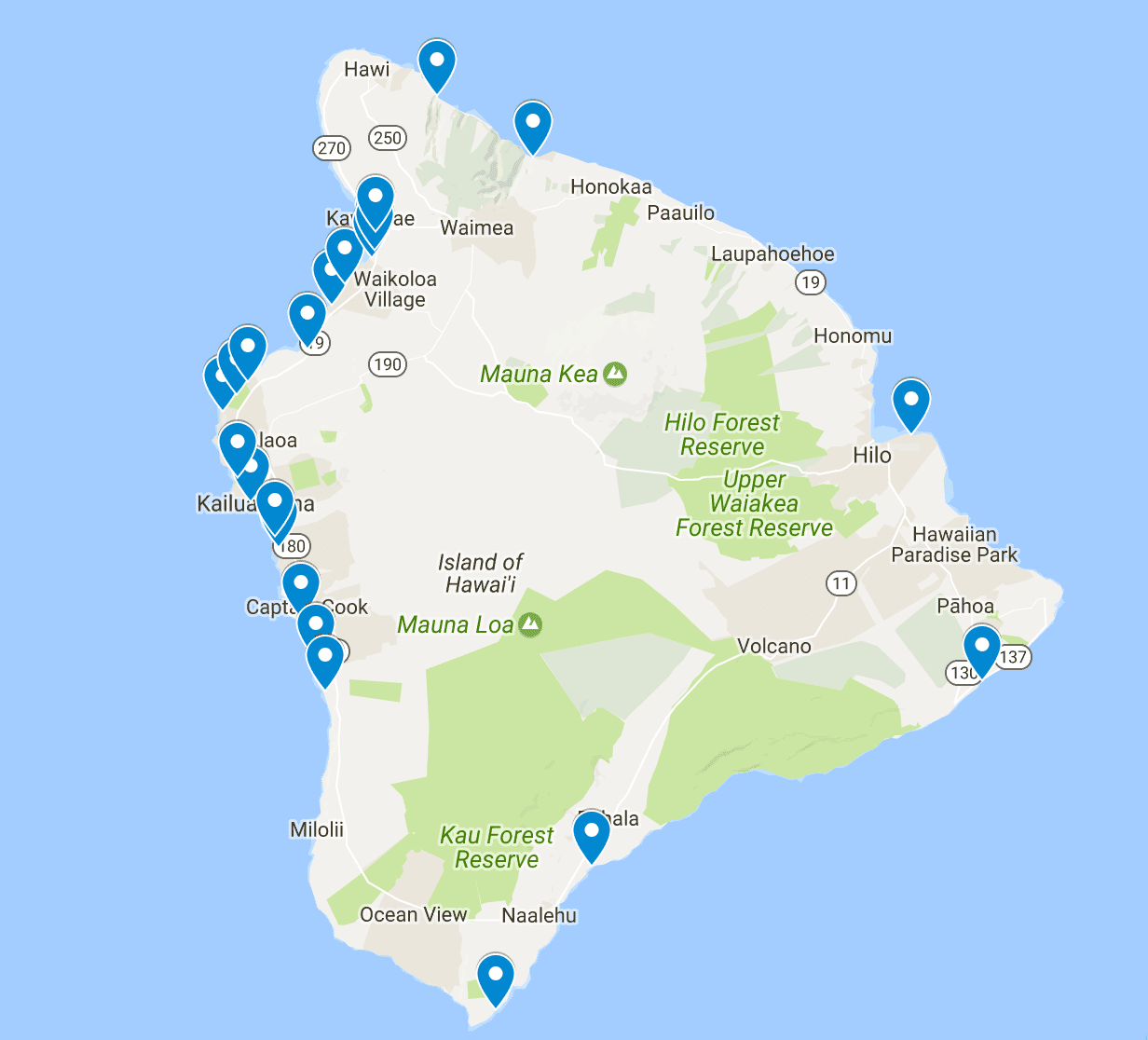 The Best Beaches On The Big Island Of Hawaii - Map