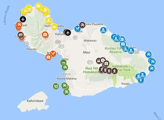 5 days in Maui sample itinerary map