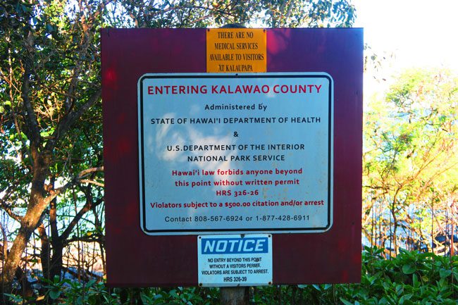 Kalaupapa Warning Sign no permit - Molokai - Hawaii