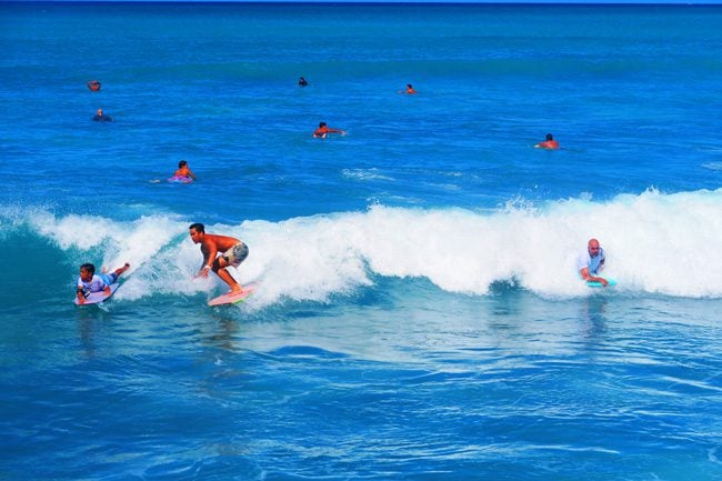 Surfing in Waikiki Beach - Oahu - Hawaii
