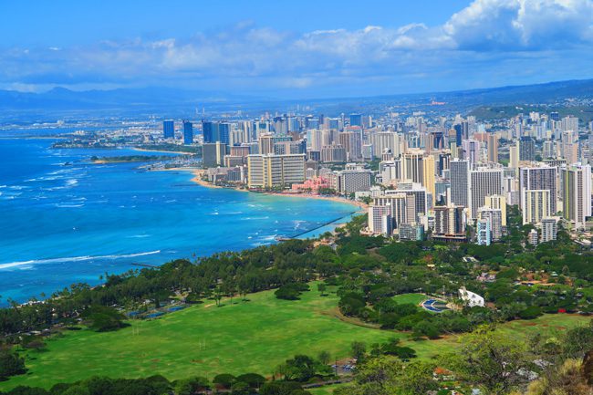 Waikiki Beach Honolulu from Diamond Head - Oahu - Hawaii