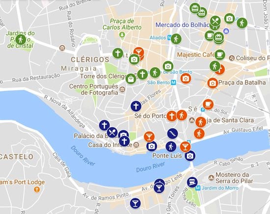 3 Days In Porto Sample Itinerary Map