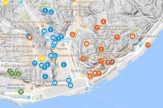 4 Days in Lisbon Portugal - Itinerary Map