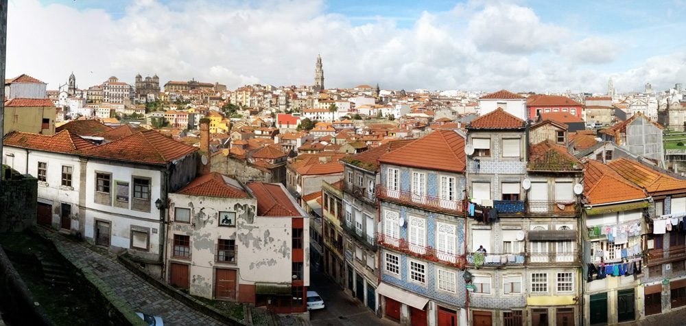 Panoramic view of Porto city center from Se Cathedral - Portugal