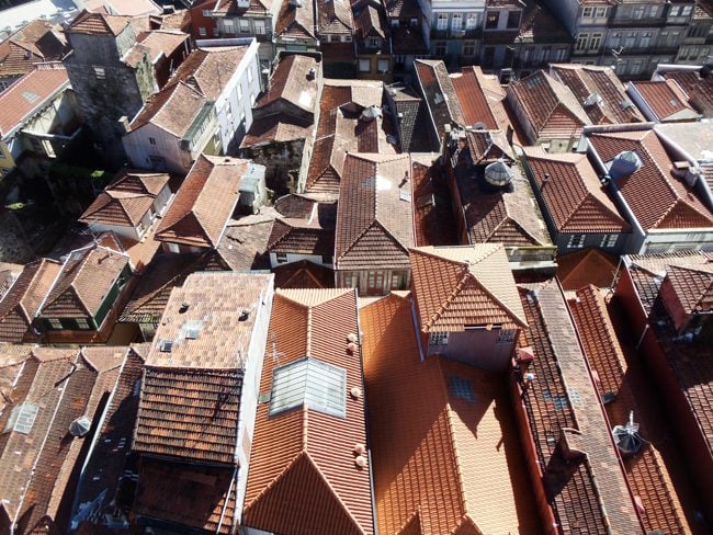 Red Tiled Rooftops of Porto from top of Torre dos Clerigos