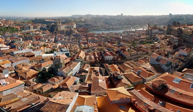 View of Porto from top of Torre dos Clerigos Tower - Portugal