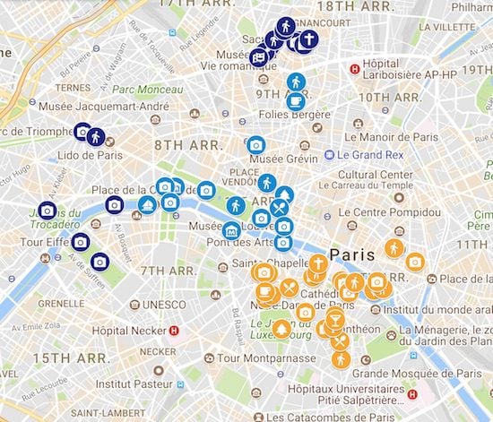 3 Days In Paris itinerary Map