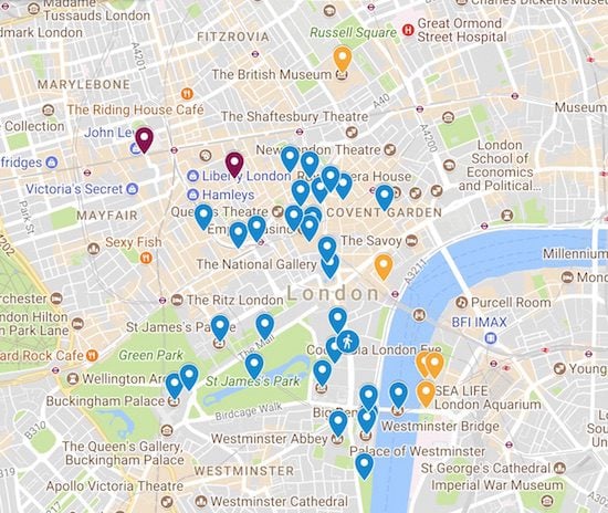 3 days in London itinerary map