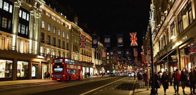 Oxford Street London by Night - Panoramic View