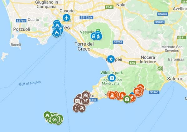 7 Days In Naples And The Amalfi Coast Map 600x423 