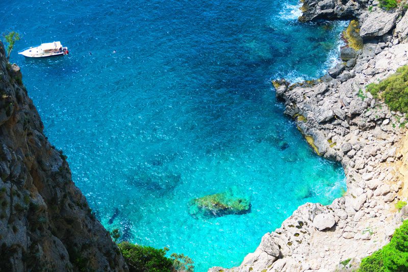 Capri beach from Giardini di Augusto