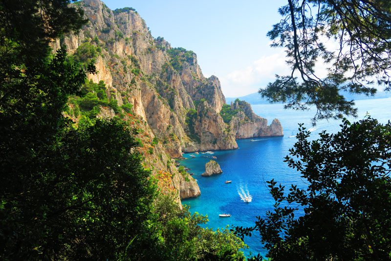 Capri sea cliffs on hike