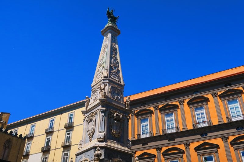 Obelisk statue in Piazza San Domenico Maggiore Naples