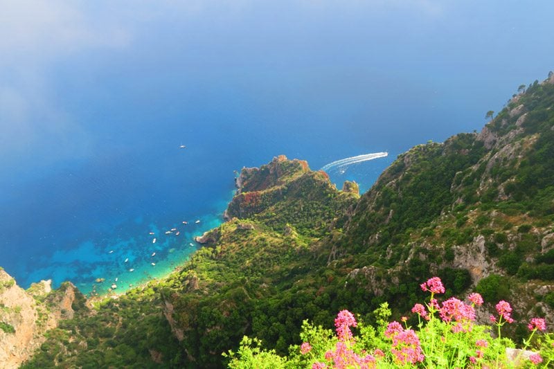 View of Capri beach from Monte Solaro