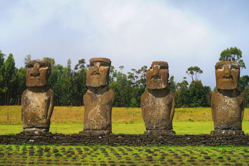 Moai statues in Ahu Akivi Easter Island