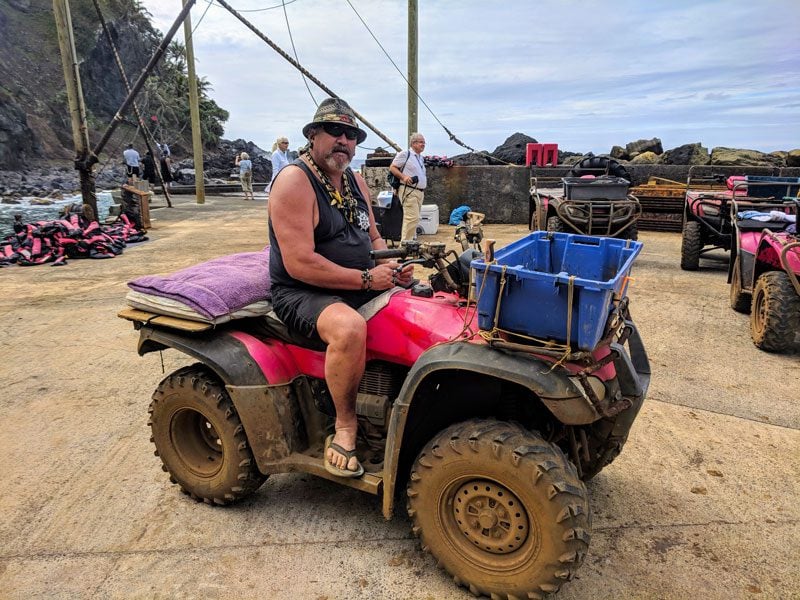 Paul Warren local on quad bike in - Pitcairn Island