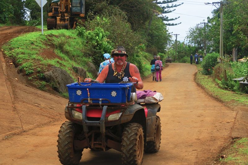 Local Pitcairn Island resident on quad bike