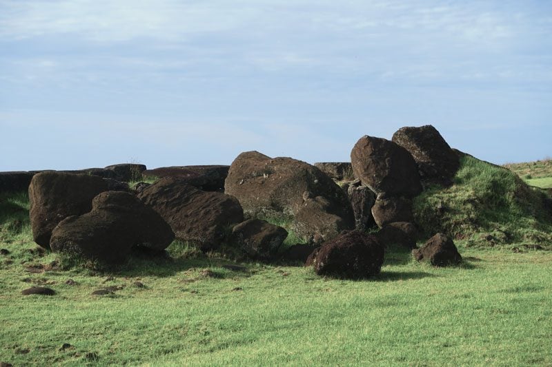 toppled moai in Ahu Tahira Easter Island