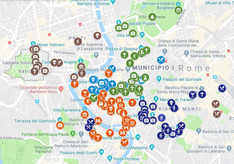 5 Days in Rome itinerary map