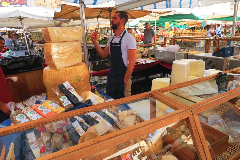 Cheese stand in the Campo de Fiori Market  - Rome