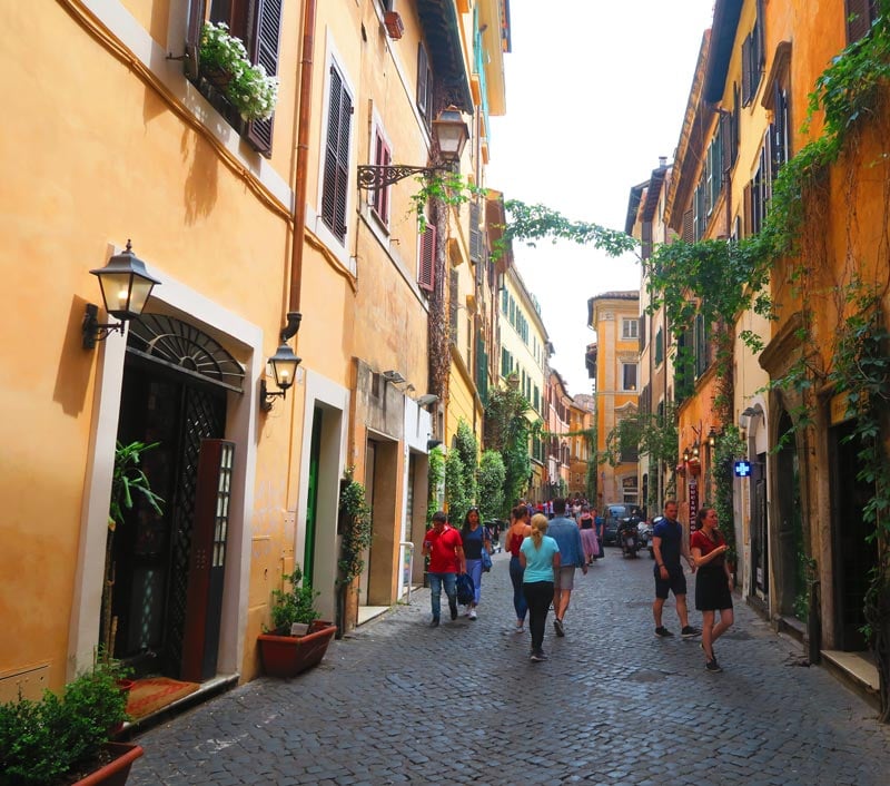 Cobblestone lane in Trastevere Rome