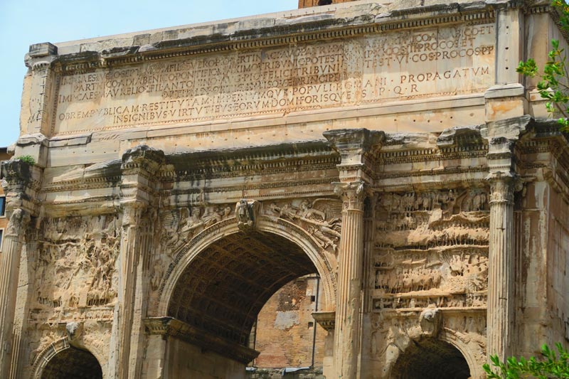 Inscriptions on ruins at Roman Forum - Rome