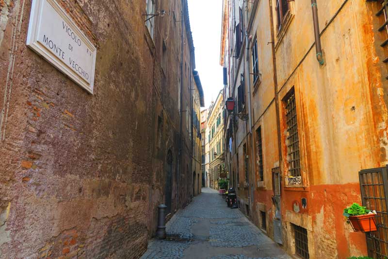 Narrow alley in Rome historic center