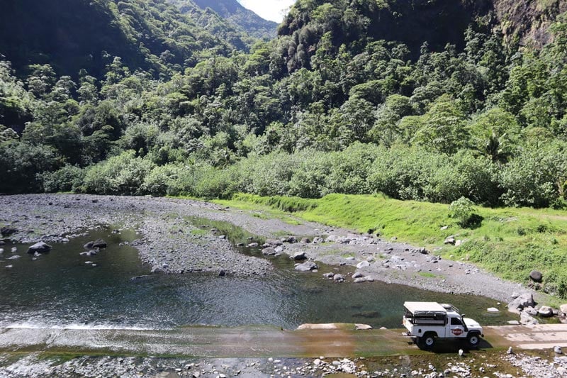 Papenoo Valley Tahiti French Polynesia - crossing river