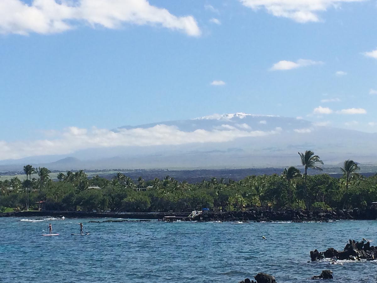 Snowcapped Mauna Kea from Mauna Lani Beach - Big Island Hawaii