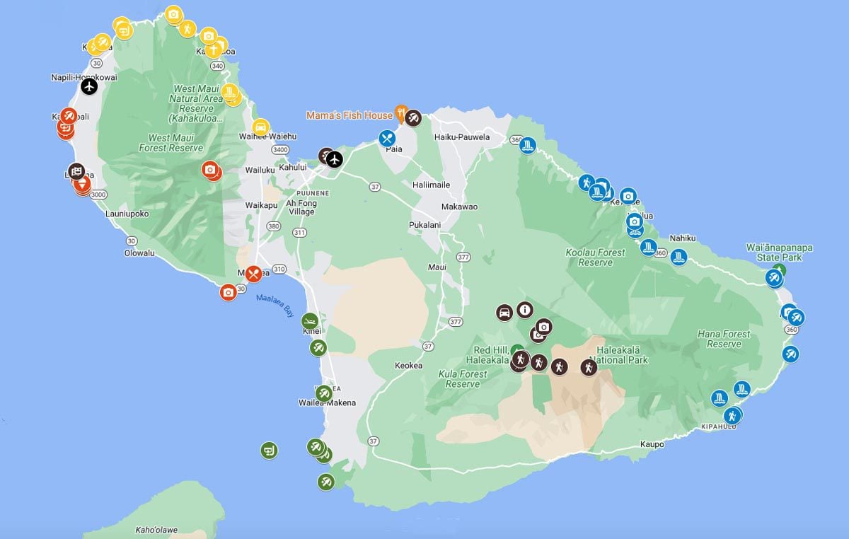 Maui Itinerary Map