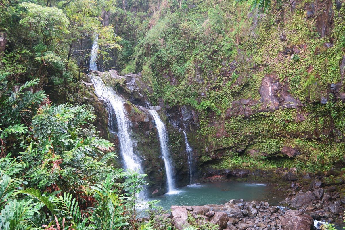 Three Bears Falls - road to Hana - Maui Hawaii