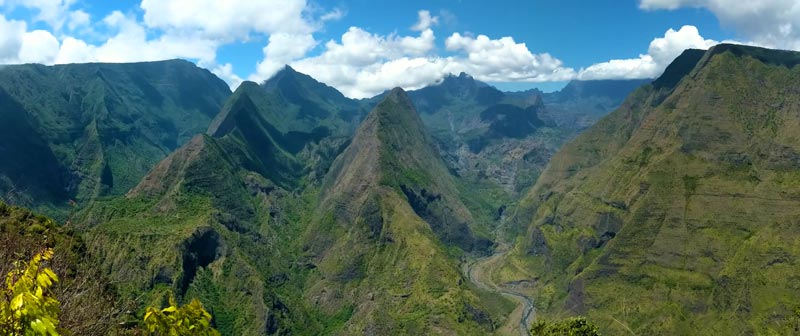 Panoramic view Cap Noir scenic lookout Reunion Island