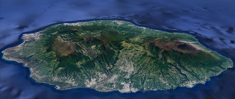 Reunion Island satellite image map