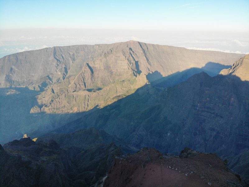 Summit of Piton des Neiges Hike Reunion Island view towards Grand