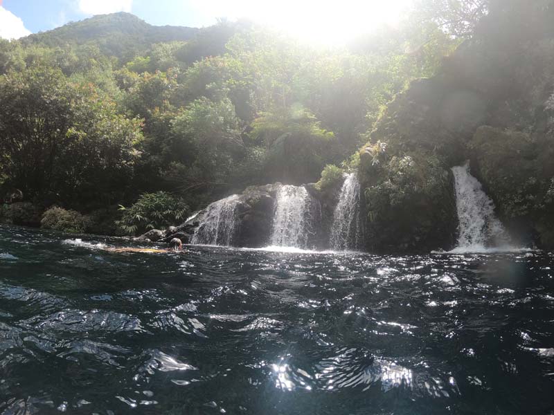 Swimming in Cascade du Trou Noir - Reunion Island secret waterfall