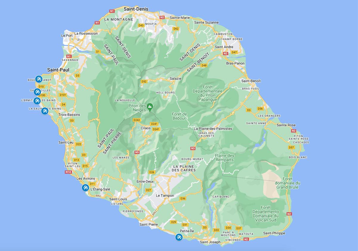 Best Beaches in Reunion Island Map