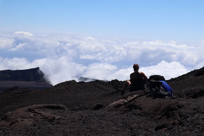 Over the cloud line in Dolomieu Crater - Piton de la Fournaise - Reunion Island