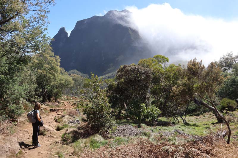 clouds blocked on hike to La Nouevelle - cirque de Mafate - Reunion Island