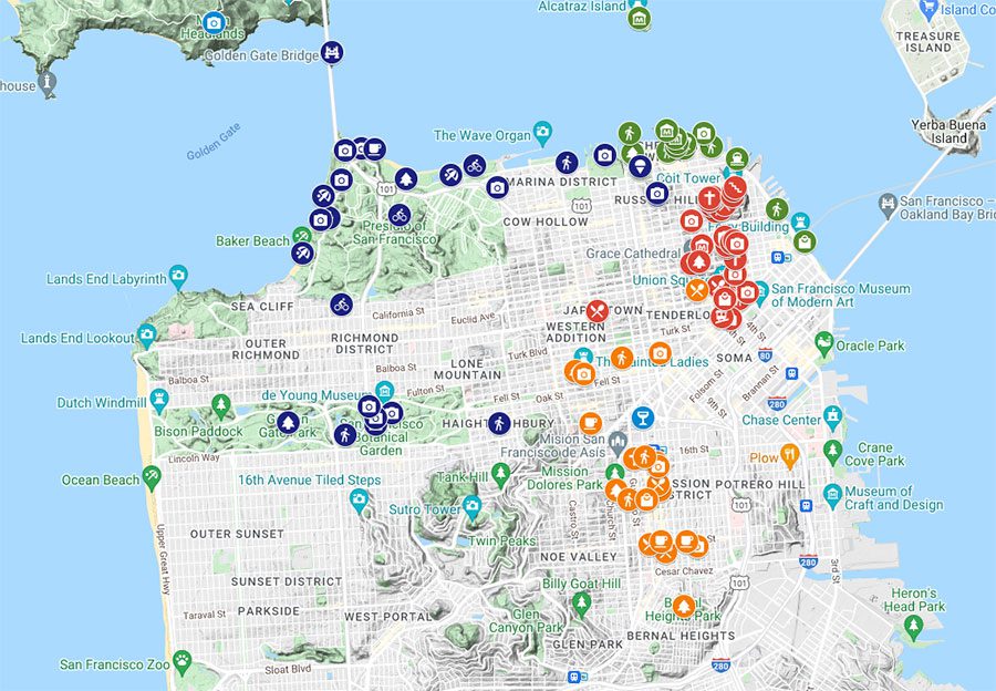 5 Days in San Francisco Itinerary Map - new