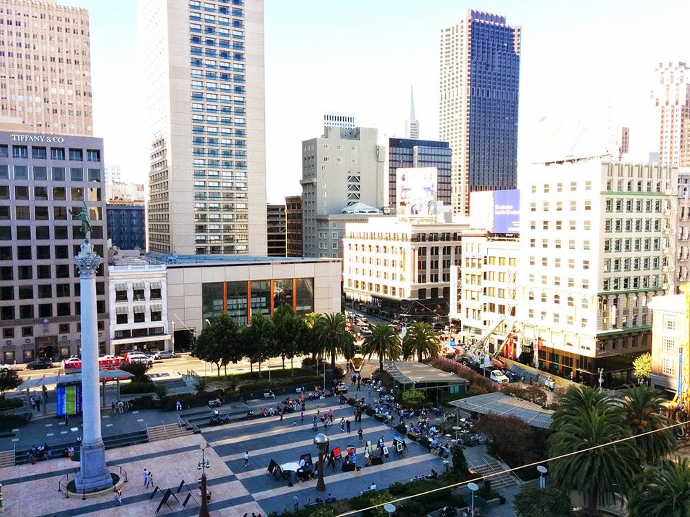 View of San Francisco Union Square from Cheesecake Factory