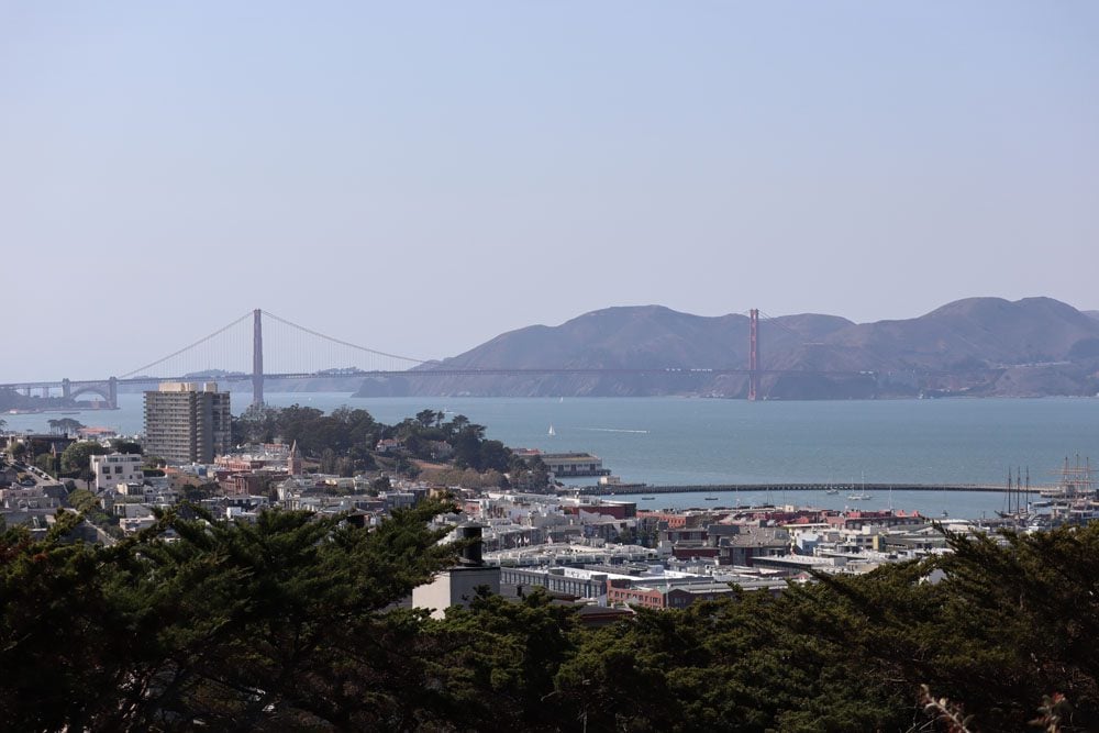 golden gate bridge from Coit Tower parking - san francisco