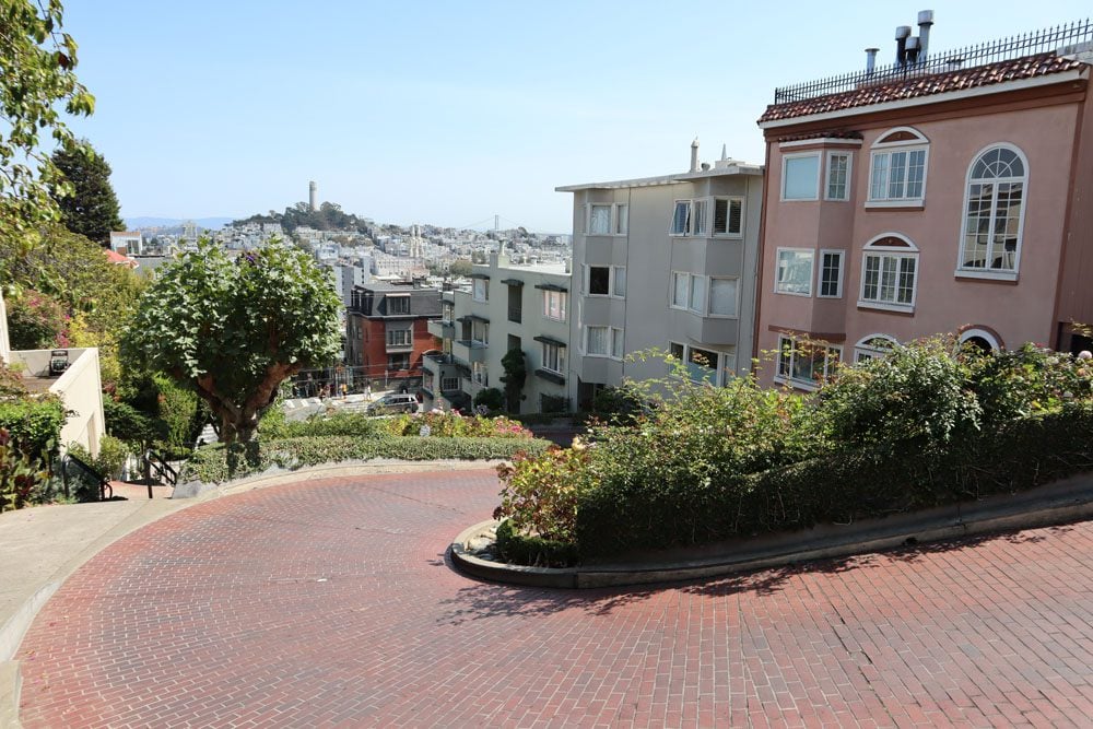 lombard street san francisco view of coit tower