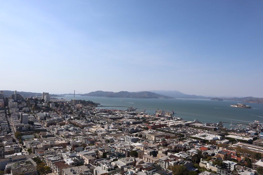 san francisco bay from top of coit tower san francisco
