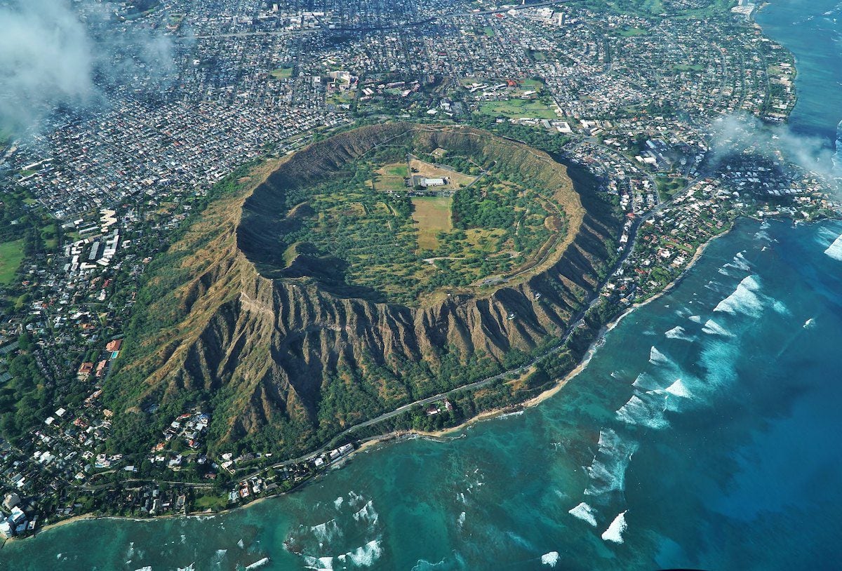 Diamond Head Crater from the air - Ohau - by Eric Tessmer