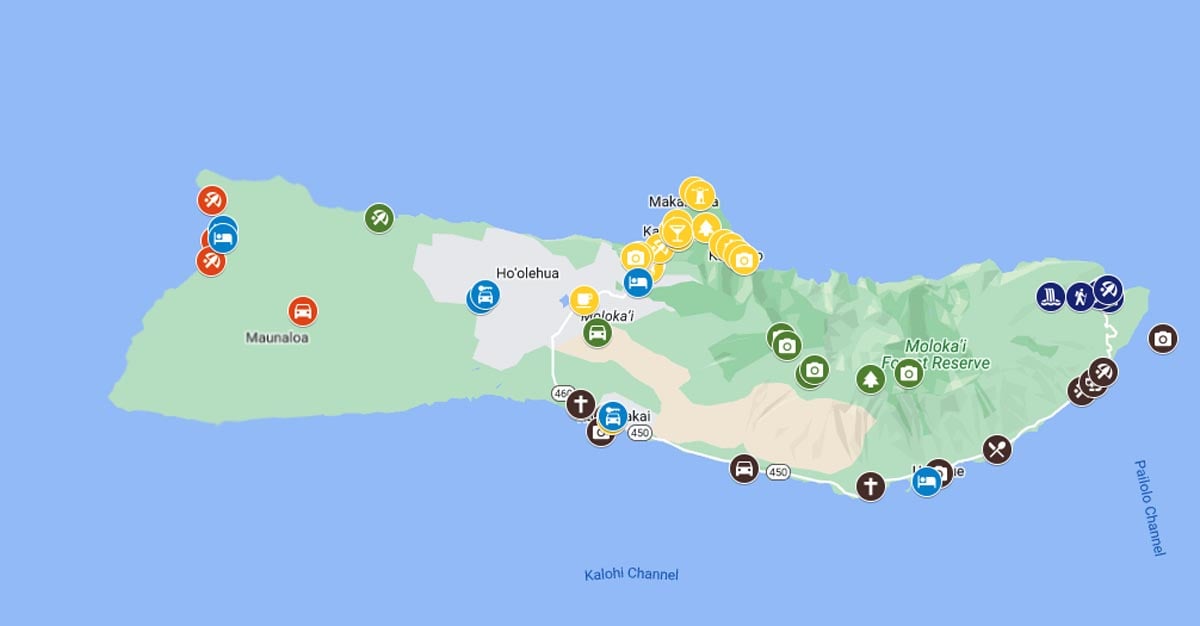 Molokai itinerary Map