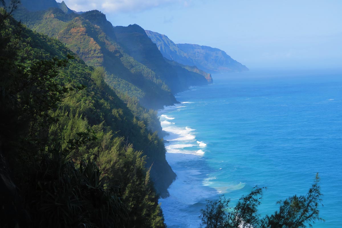 Na Pali Cliffs from Kalalau Trail - Hiking in Kauai - Hawaii